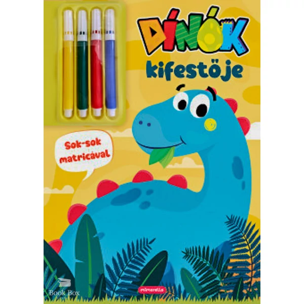 Dínók kifestője - ajándék filctollakkal és matricákkal- Sok-sok matricával